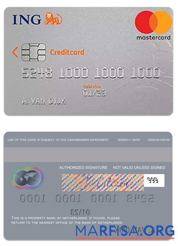 Downloadable Netherlands Bank of Netherlands IGN Credit Card real example
